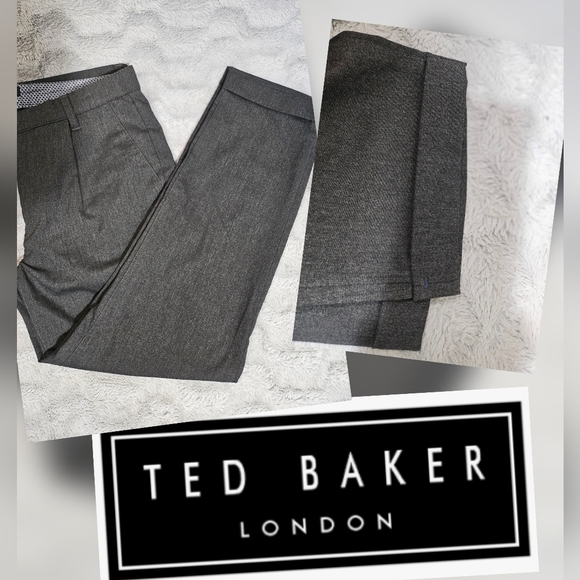 Ted Baker Gray Cuffed Crop Pants Trousers 32 - Picture 1 of 9